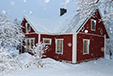 mökki talvella